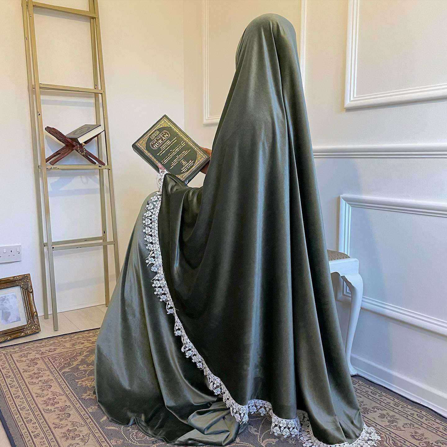 Ensemble de Prière Hijab Premium Robe Abaya en Velours pour l'Aïd Ramadan ave...