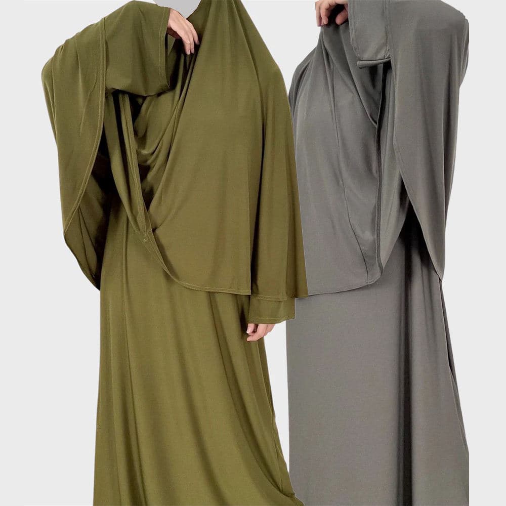 Ensemble de Prière en Jersey Personnalisé 2 Pièces Abaya avec Khimar Pudique ...