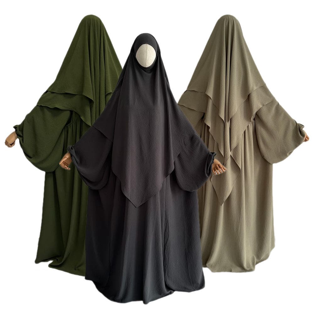 Robe de Prière 2 Pièces Aïd Ramadan Vêtements Islamiques Musulmans Khimar Niq...