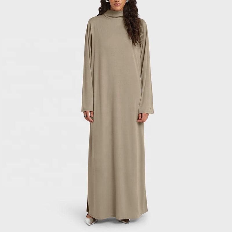 Robe Maxi en Jersey pour Femmes Musulmanes, Longueur Totale, Couleur Unie, Co...