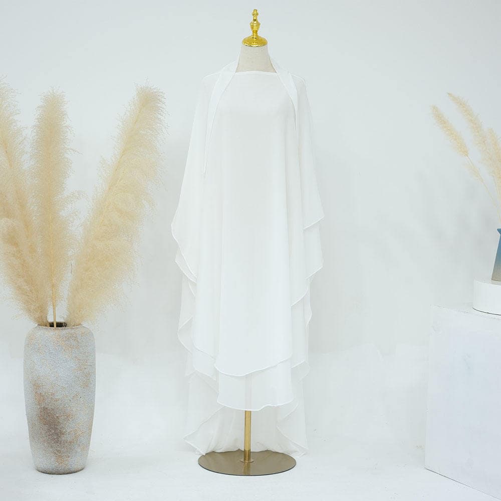 Nouveau Maxi Khimar Long en Chiffon Deux Couches Grandes Tailles pour Femmes ... - vue alternative