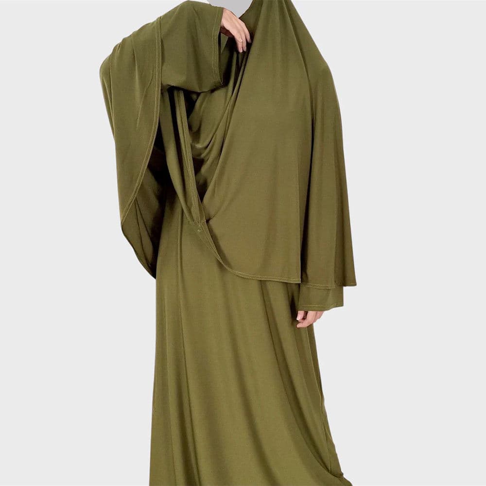 Ensemble de Prière en Jersey Personnalisé 2 Pièces Abaya avec Khimar Pudique ... - vue alternative
