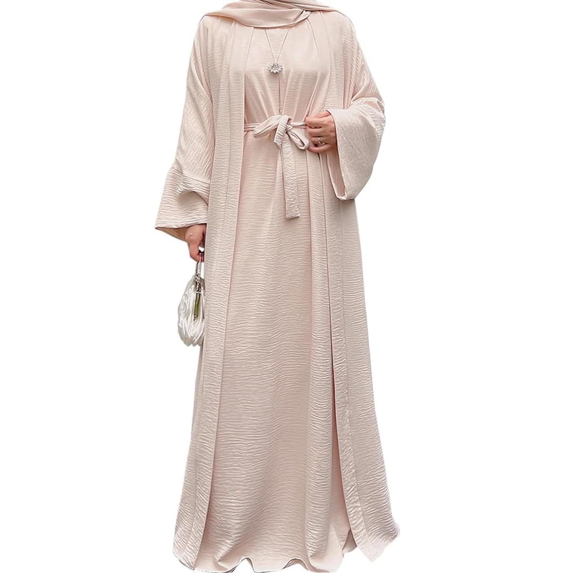 Abayas Unies Blanches avec Hijab Robe Foulard Robe Longue Abayas de Dubaï Qat... - Vue 4 | Yelira
