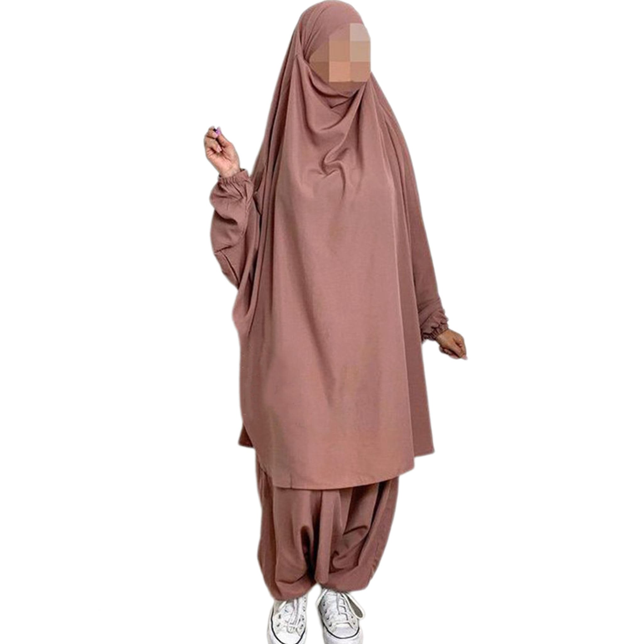 Ensemble de prière musulman pour femmes, 2 pièces, jilbab en crêpe avec panta... - Vue 6 | Yelira