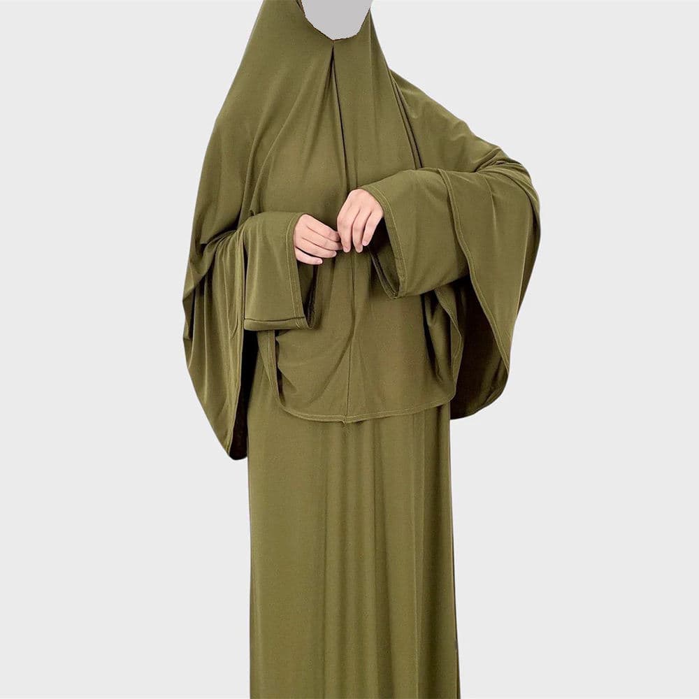 Ensemble de Prière en Jersey Personnalisé 2 Pièces Abaya avec Khimar Pudique ... - Vue 3 | Yelira