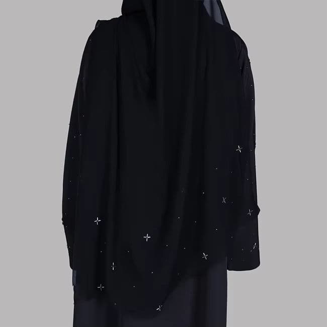 Abayas modestes droites unies blanches et noires, hijab, écharpe, robe maxi, ... - Vue 3 | Yelira