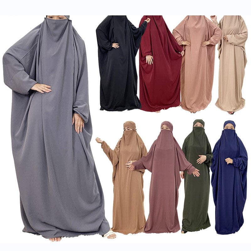 Ensemble de prière musulman pour femmes, 2 pièces, jilbab en crêpe avec panta... - Vue 7 | Yelira