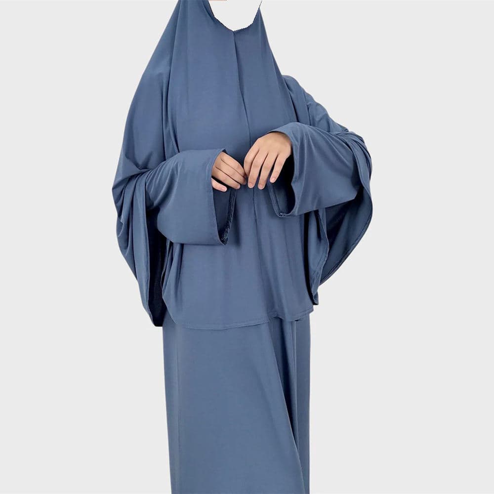 Ensemble de Prière en Jersey Personnalisé 2 Pièces Abaya avec Khimar Pudique ... - Vue 4 | Yelira