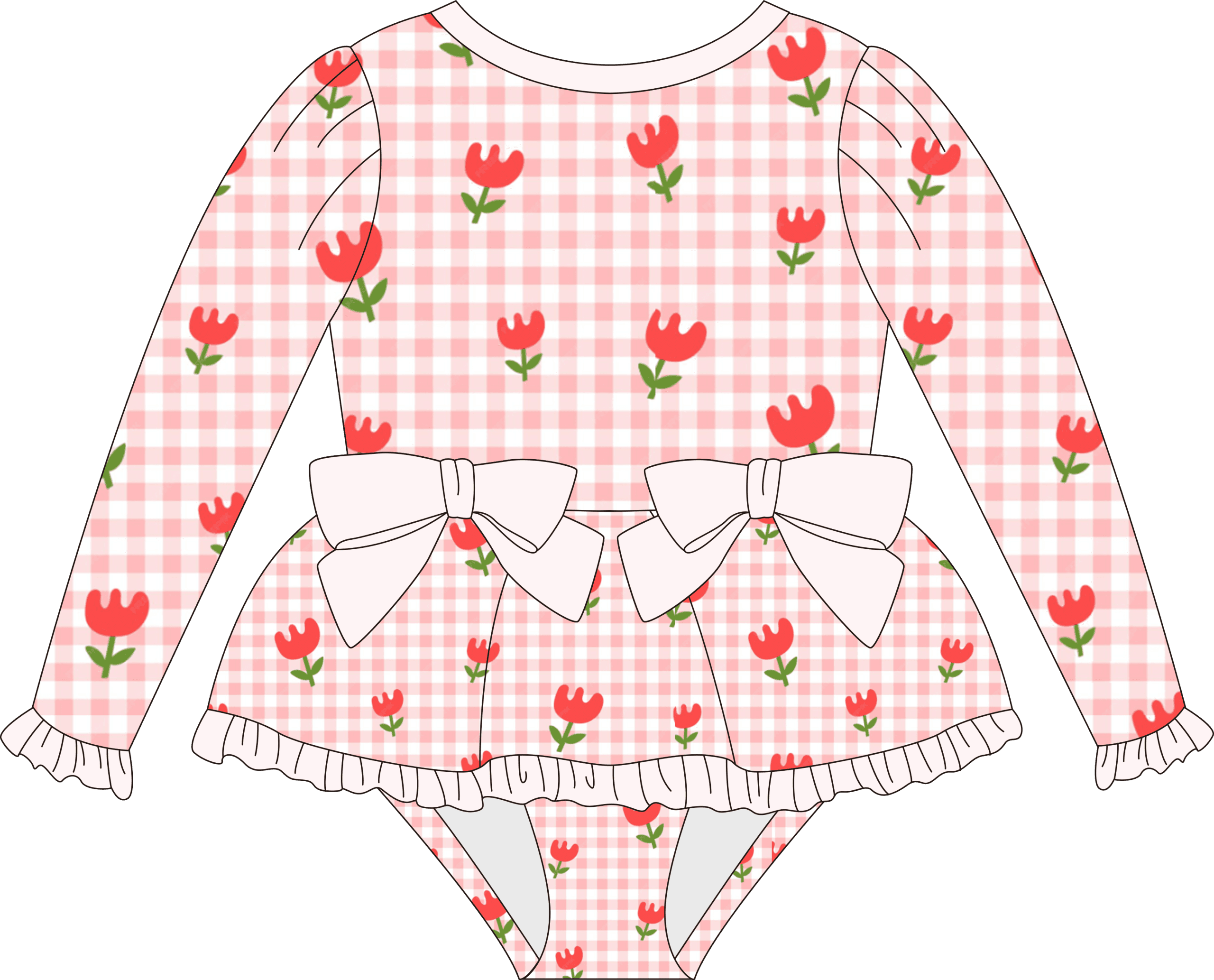 Maillot de bain d'été de haute qualité pour filles, avec volants, motif flora... - Vue 4 | Yelira