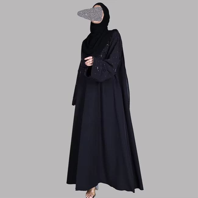Abayas modestes droites unies blanches et noires, hijab, écharpe, robe maxi, ... - Vue 4 | Yelira