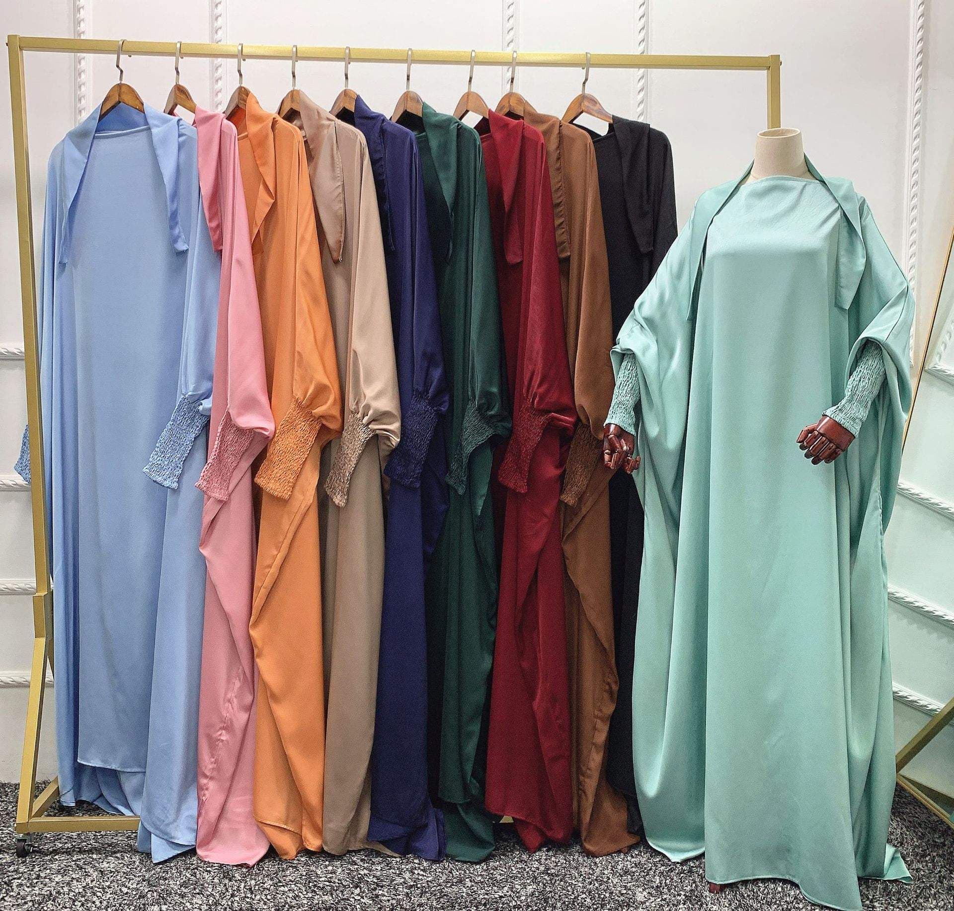 L-3 dernière conception Dubai couleur unie Abaya femmes grande taille caftan ... - Vue 4 | Yelira