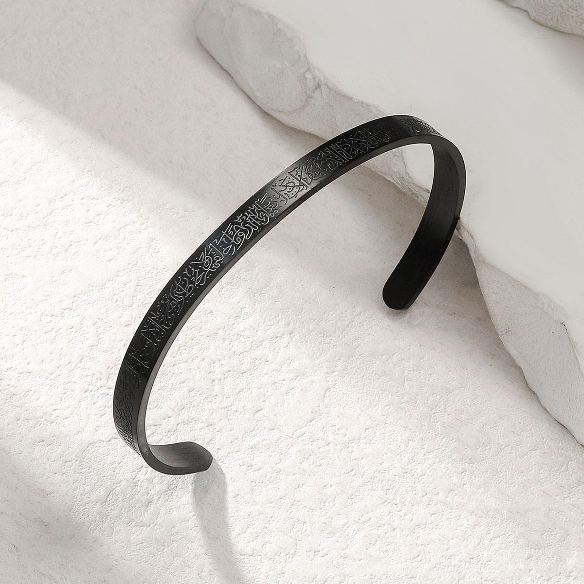 Bracelet Jonc Manchette Bijou Islamique 6 mm Gravé en Acier Inoxydable Plaqué... - Vue 4 | Yelira