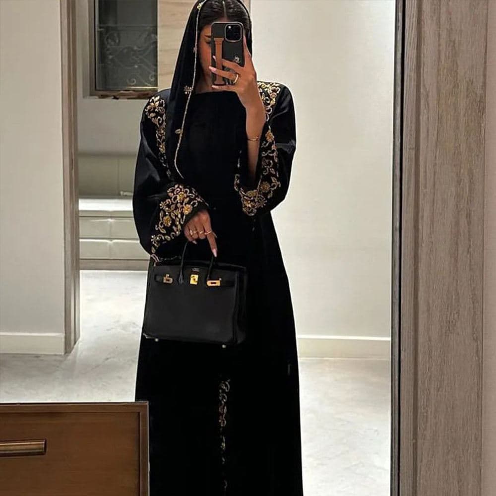 Abaya Dubaï 2025 Élégante Luxe Perles Abaya Robe de Soirée Femme pour l'Aïd - Vue 4 | Yelira
