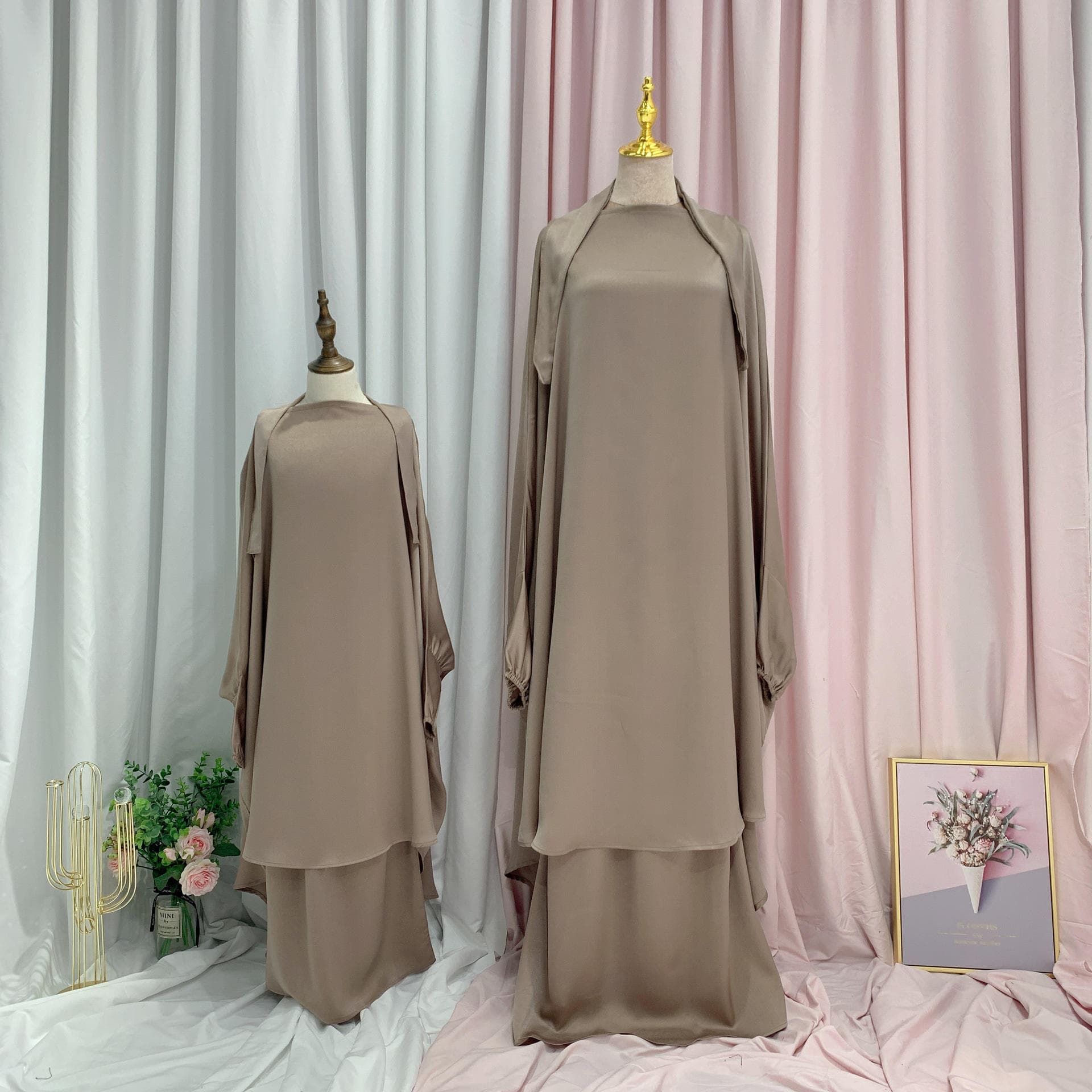 N046A Ensemble de Vêtements Ethniques en Gros Mère-Fille Long Khimar Abaya Ji... - Vue 4 | Yelira