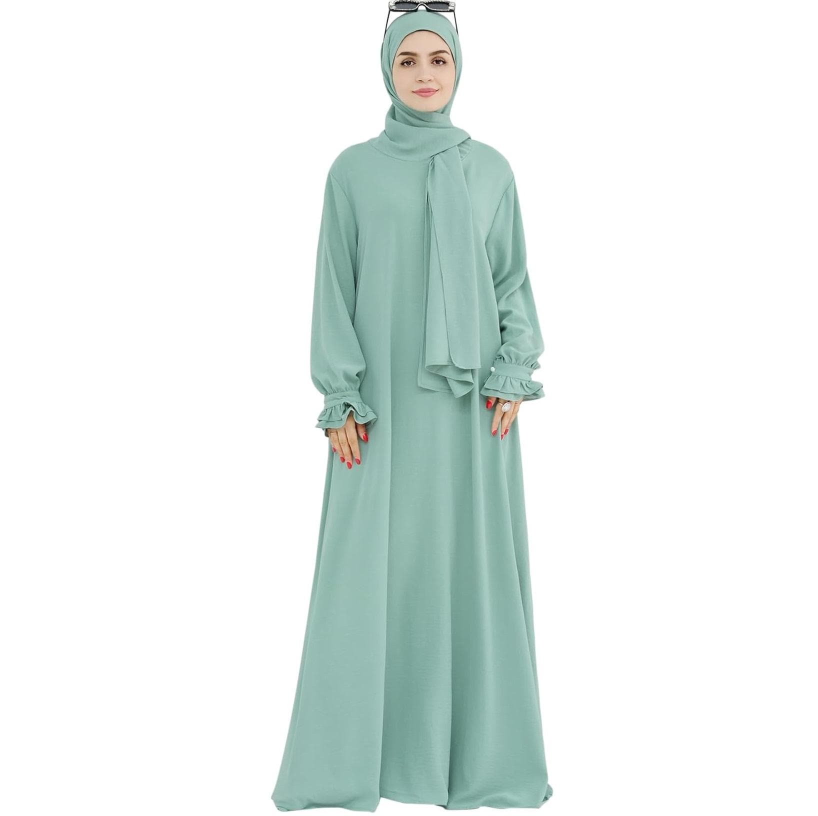 Abayas Unies Blanches avec Hijab Robe Foulard Robe Longue Abayas de Dubaï Qat... - Vue 7 | Yelira