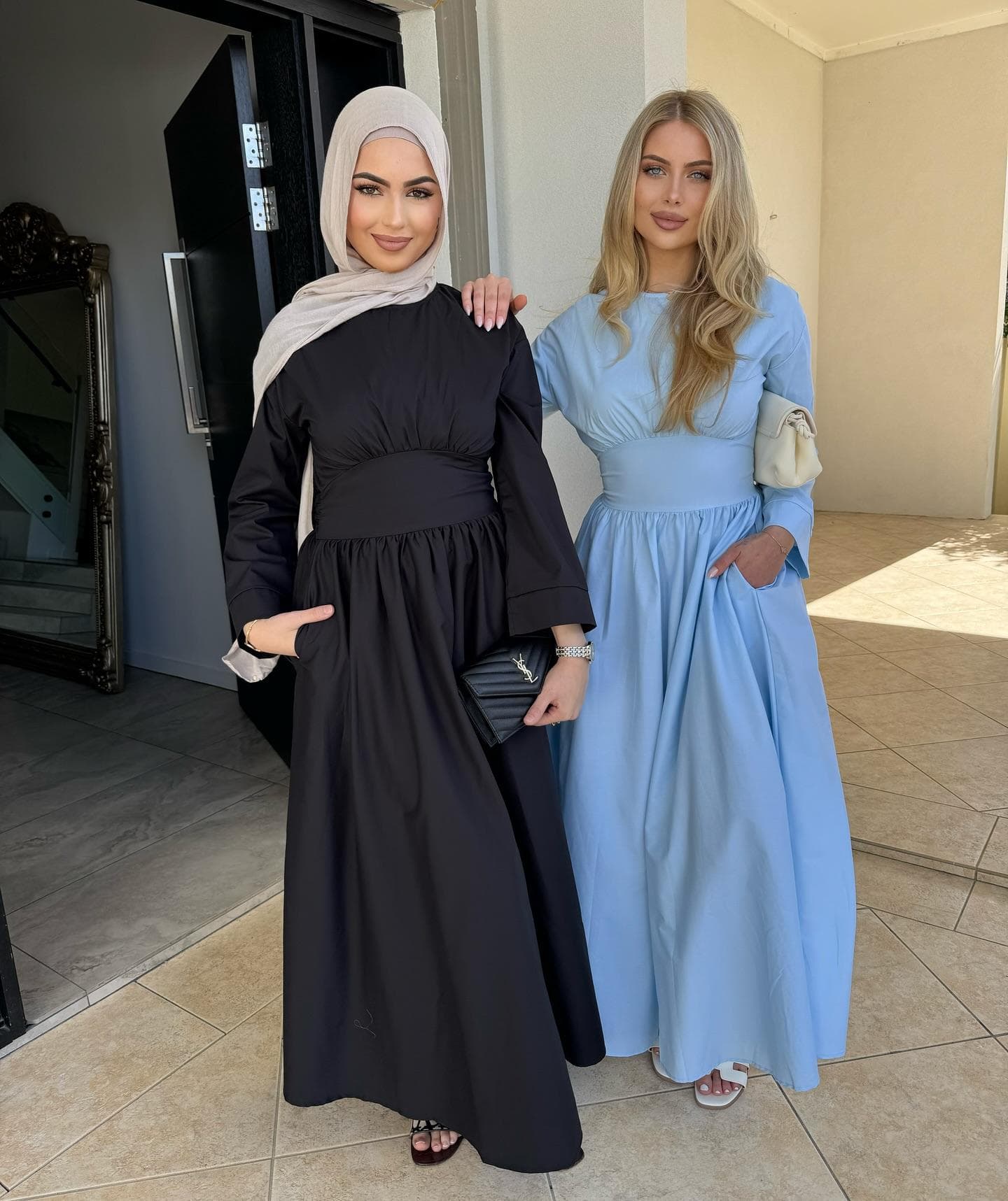 Robe Abaya élégante de couleur unie pour les femmes musulmanes légère Simple ... - Vue 5 | Yelira