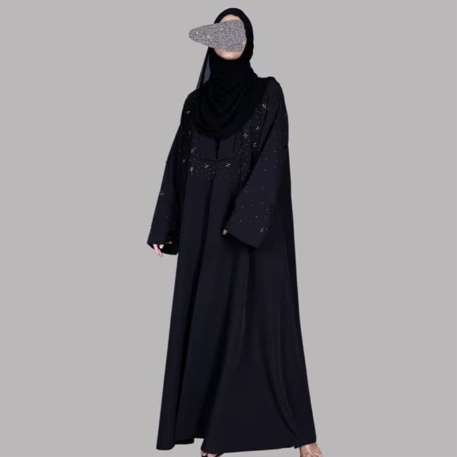 Abayas modestes droites unies blanches et noires, hijab, écharpe, robe maxi, ... - Vue 5 | Yelira
