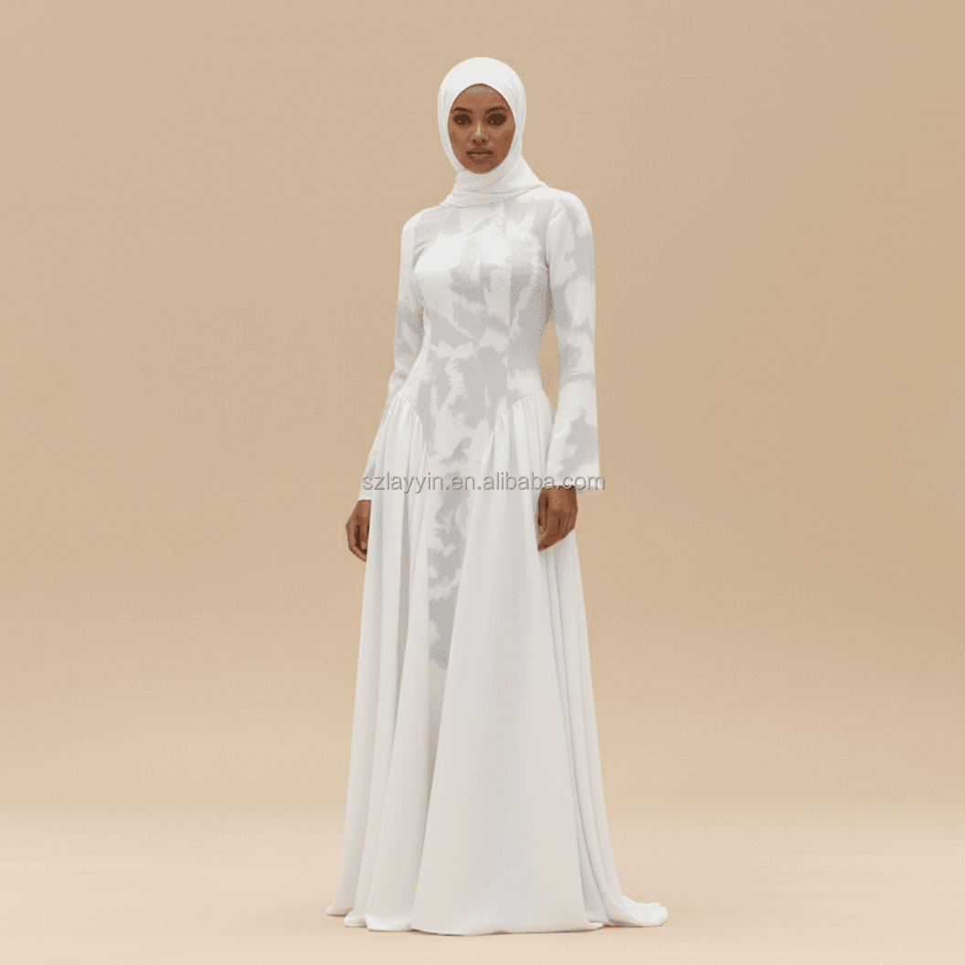 Abaya en satin tissé jacquard 3D Dernières conceptions de Dubaï Robe abaya po... - Vue 5 | Yelira