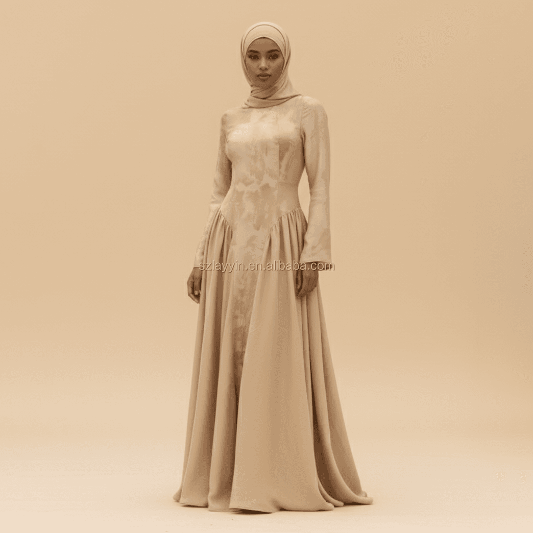 Abaya en satin tissé jacquard 3D Dernières conceptions de Dubaï Robe abaya po... - Vue 6 | Yelira