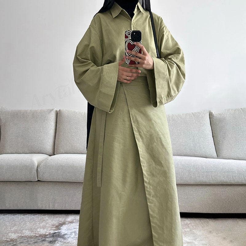 Ensemble Musulman Femme Dernier Modèle Personnalisé Couleur Unie Longueur Tot... - vue alternative