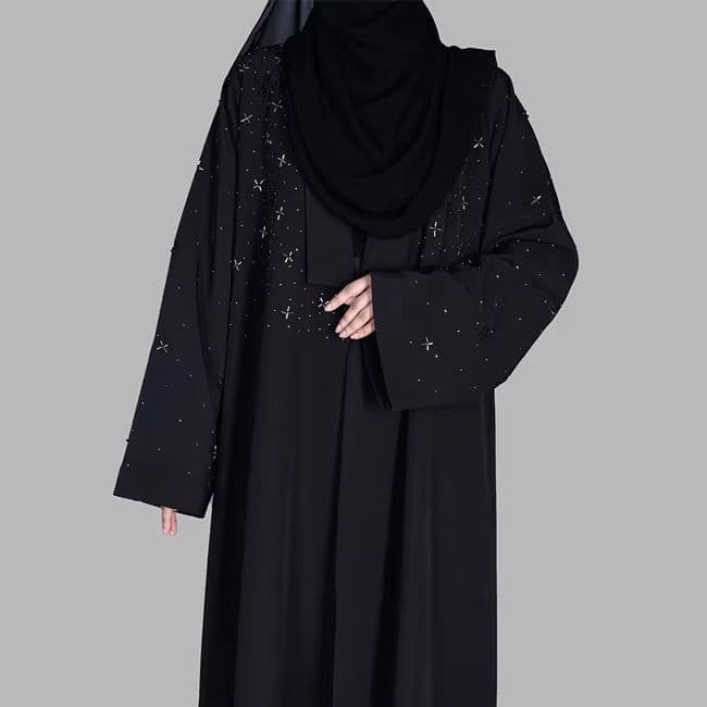 Abayas modestes droites unies blanches et noires, hijab, écharpe, robe maxi, ... - Vue 6 | Yelira