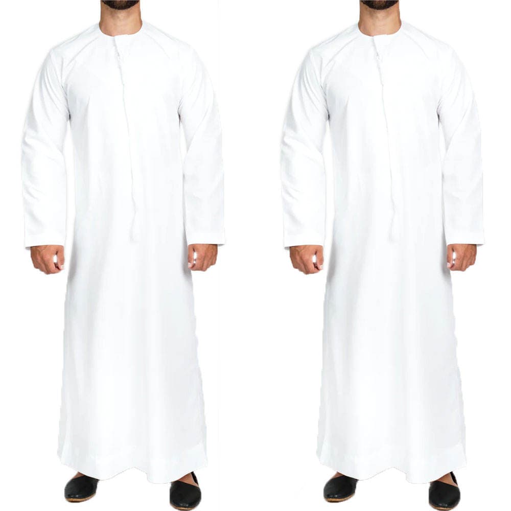 Qamis Homme Moderne Style Koweïtien Couleur Unie Grande Taille Vêtement Islam... - Vue 6 | Yelira