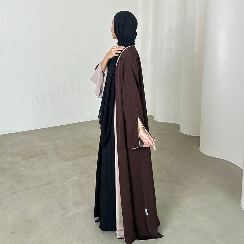 Mode modeste vêtements personnalisés 2 couleurs tissu femmes musulmanes ouver... - Vue 3 | Yelira