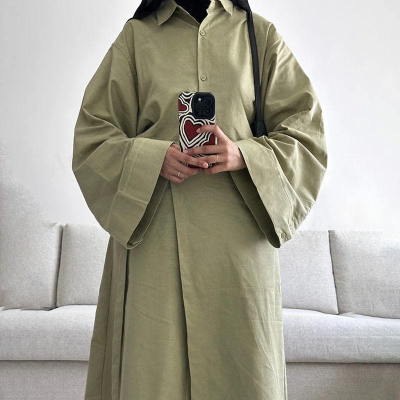 Ensemble Musulman Femme Dernier Modèle Personnalisé Couleur Unie Longueur Tot... - Vue 3 | Yelira