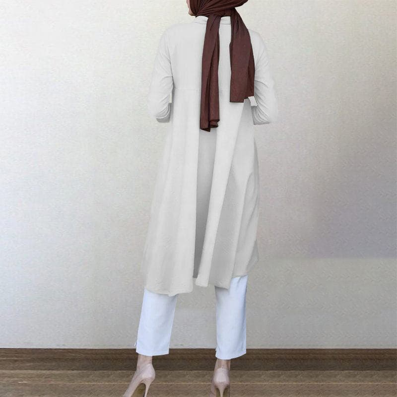 Chemisier d'Automne Asymétrique Femme Personnalisé Style Vintage, Blouse Turq... - Vue 7 | Yelira