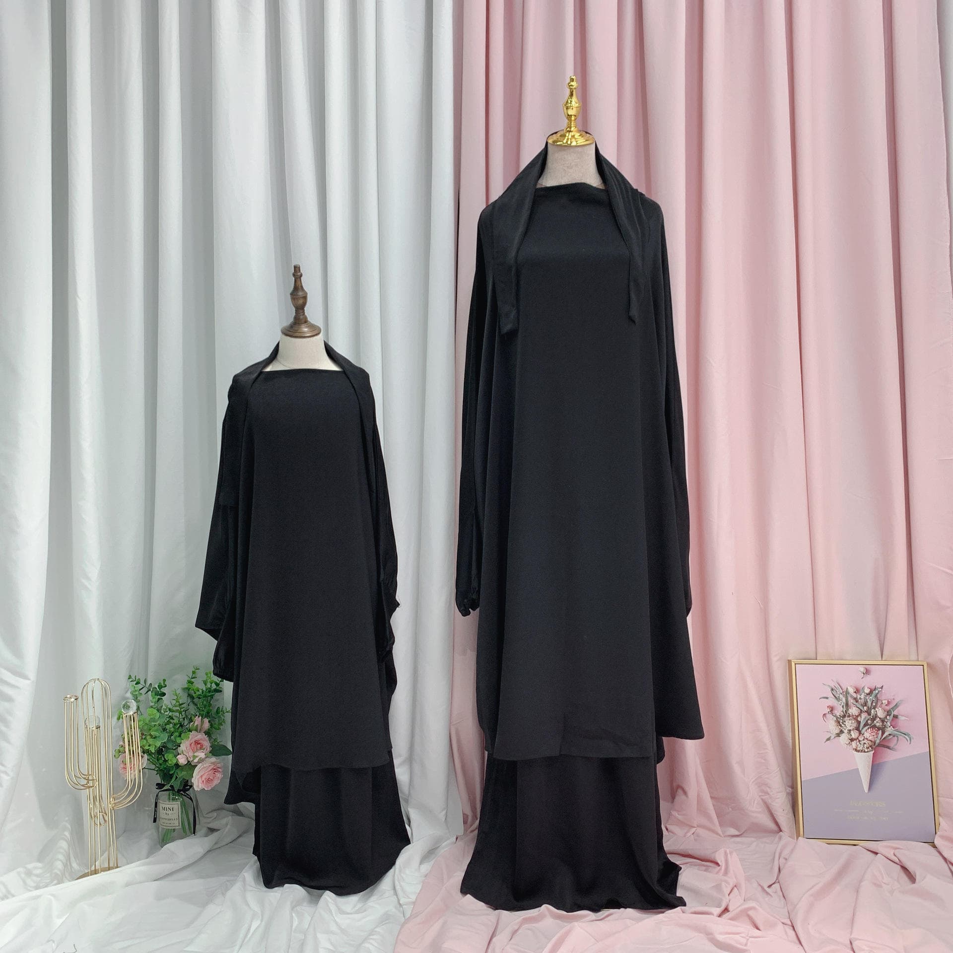 N046A Ensemble de Vêtements Ethniques en Gros Mère-Fille Long Khimar Abaya Ji... - Vue 7 | Yelira