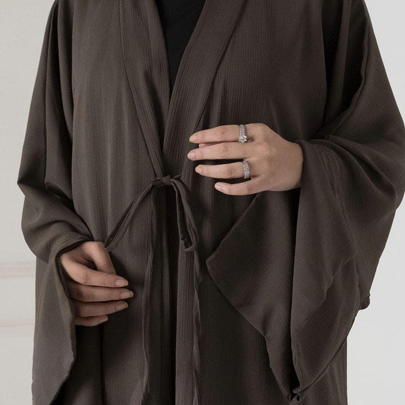 Nouvel Abaya Ouvert Personnalisable pour Femmes Musulmanes, Longueur Totale, ... - Vue 3 | Yelira