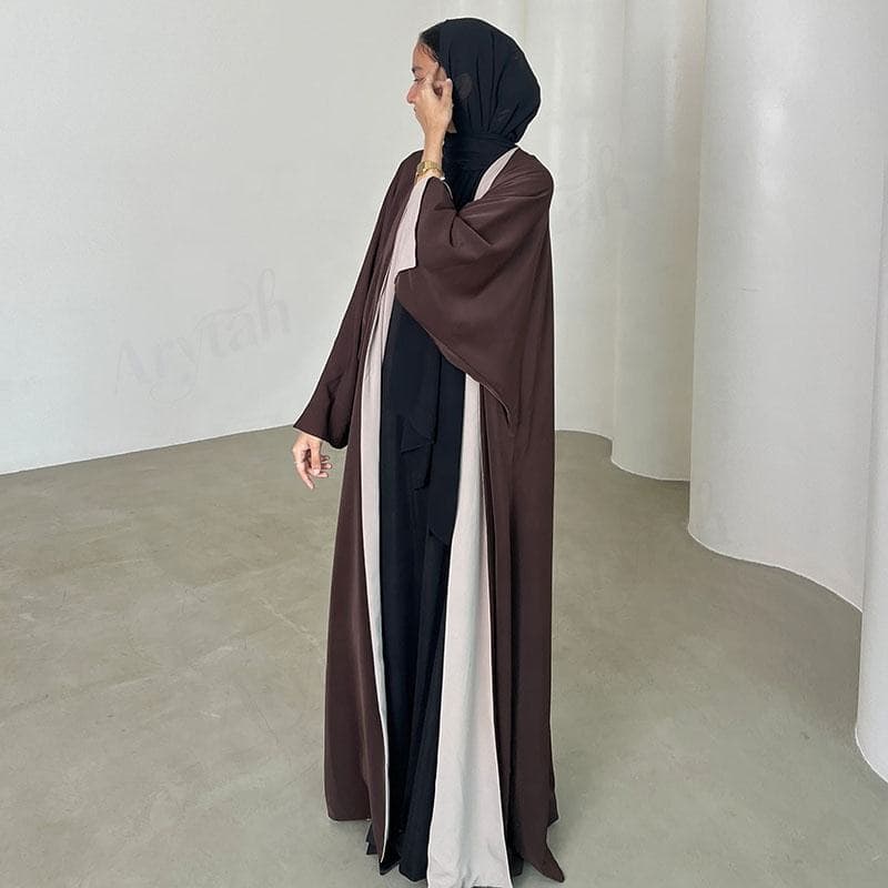 Mode modeste vêtements personnalisés 2 couleurs tissu femmes musulmanes ouver... - Vue 4 | Yelira