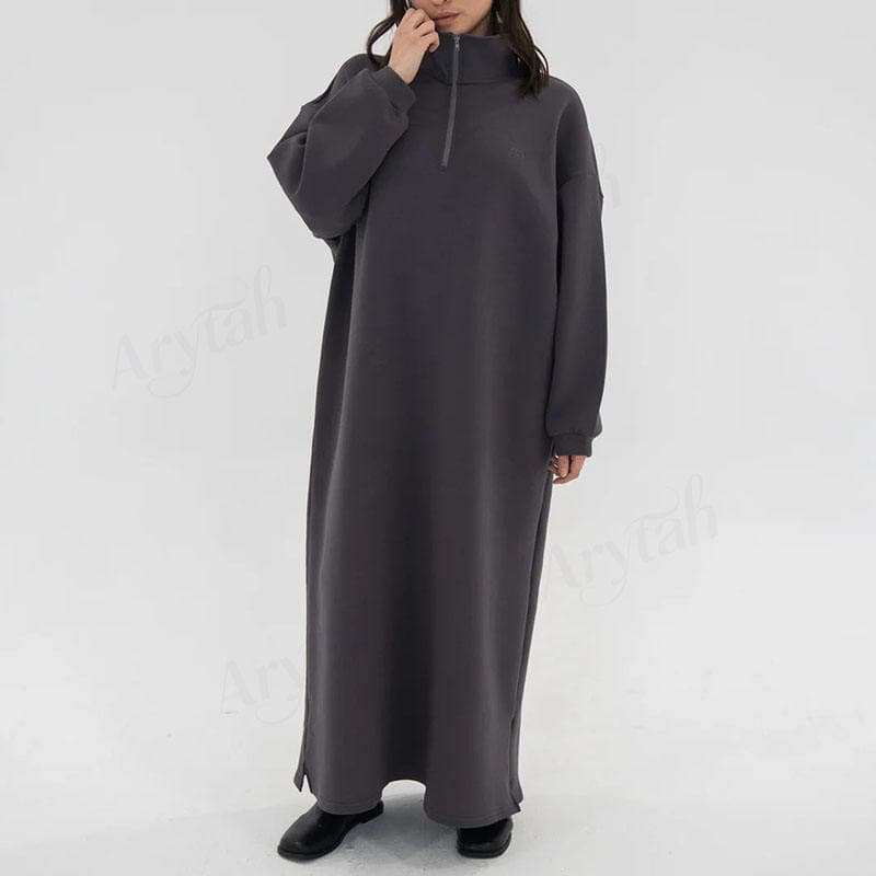 Nouvelle version femmes musulmanes sweats à capuche Abaya fermeture éclair co... - Vue 4 | Yelira
