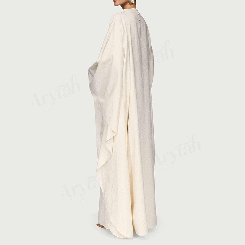 Dernière conception personnalisée robe abaya musulmane en lin pour les femmes... - Vue 6 | Yelira