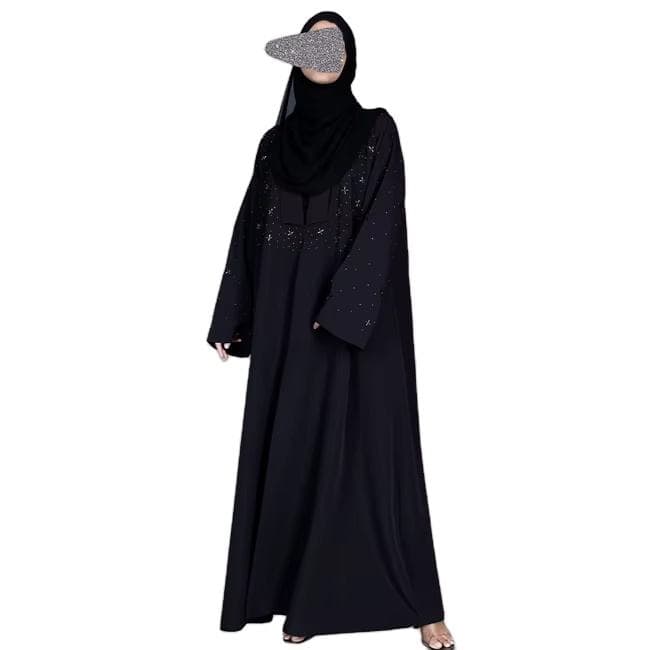 Abayas modestes droites unies blanches et noires, hijab, écharpe, robe maxi, ...