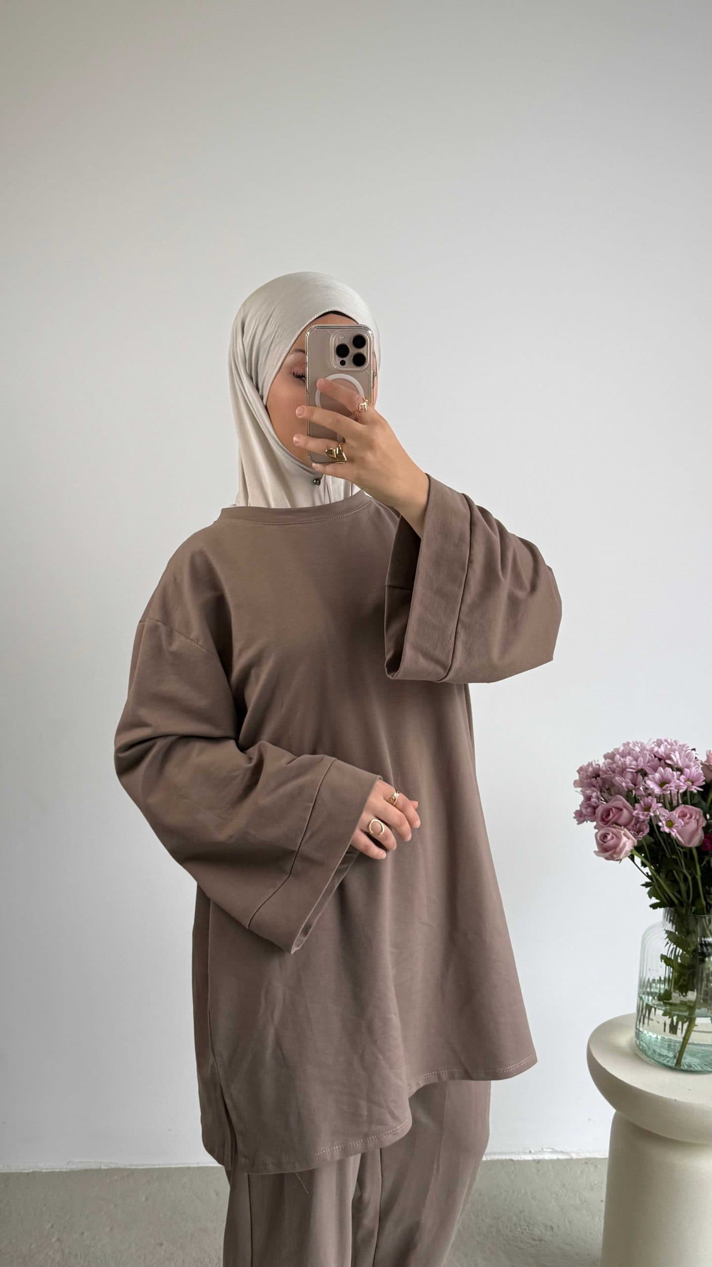 Ensemble haut et pantalon Loriya, couleur unie élégante, tenue islamique mode... - vue alternative