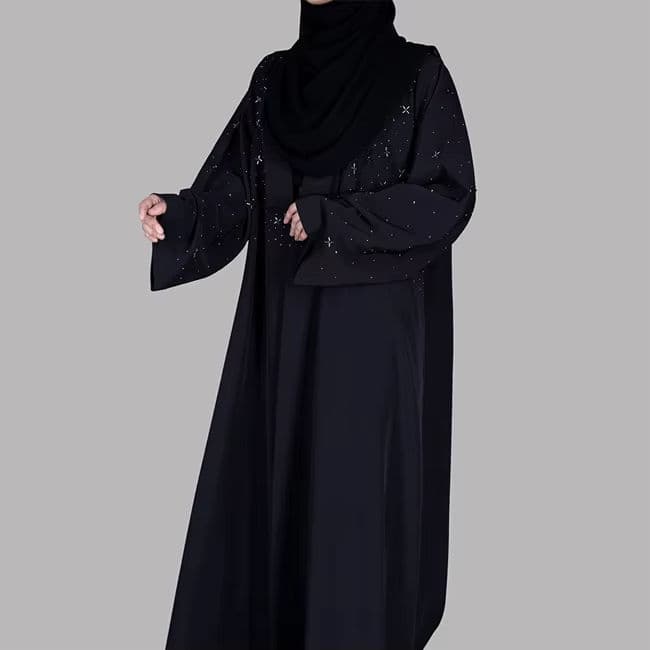 Abayas modestes droites unies blanches et noires, hijab, écharpe, robe maxi, ... - vue alternative